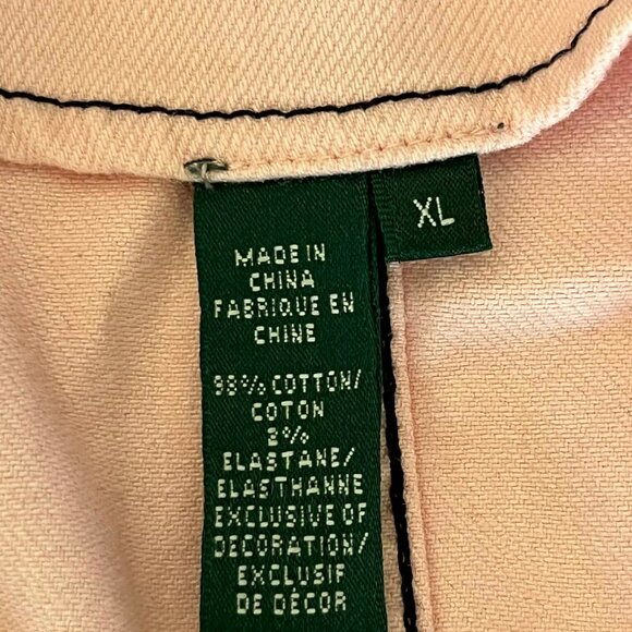 Ralph Lauren Jeans Co. Pink Double Breasted Denim Jacket without Belt size XL - Picture 6 of 7